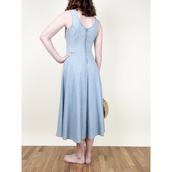 Vintage Lace Up Corset Midi Maxi Dress Summer Sun A-line Whimsigoth Cottagecore - Picture 3 of 10